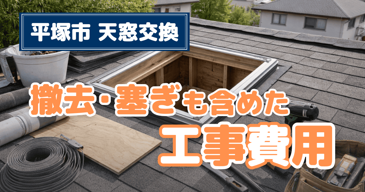 平塚市で天窓交換や撤去工事費用を解説するイメージ