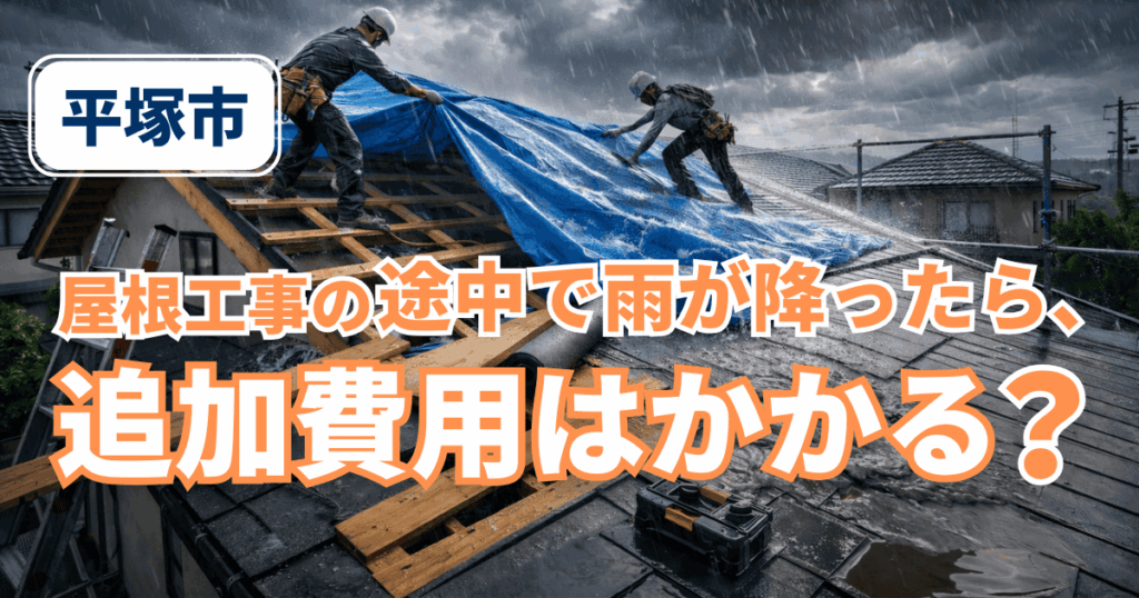 平塚市の屋根工事中に雨が降った場合の追加費用発生事例